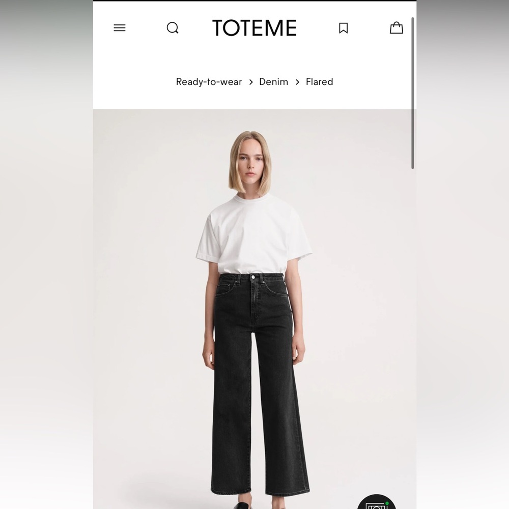 Toteme Black Flared Wide-Leg Denim Jeans